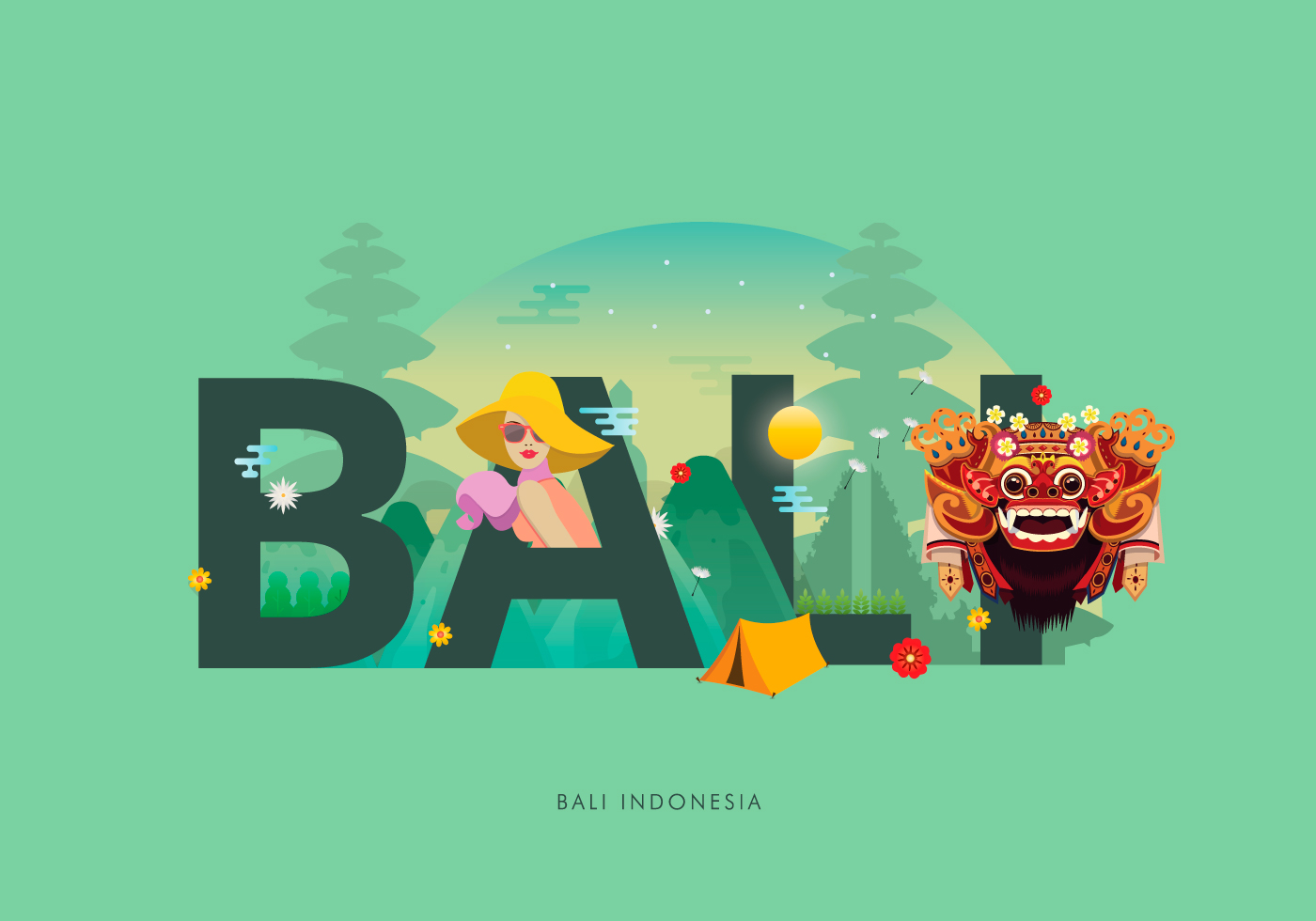 vector-barong-bali-typography-illustration