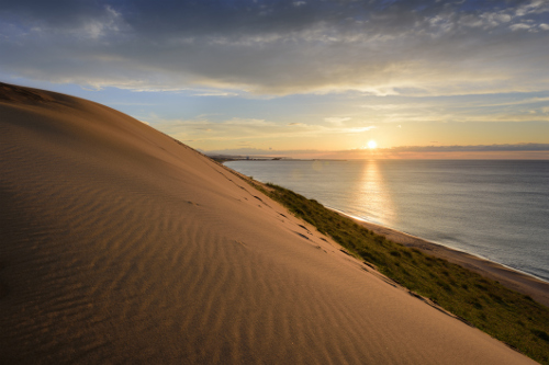 Sand dunes at Tottori, Japan along the Sea of Japan.